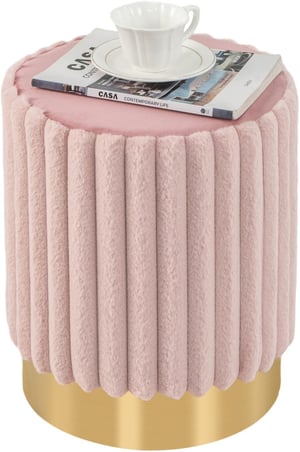 COSTWAY Tabouret Pouf en Velours, Pouf Repose-Pieds Rond, Siège de Coiffeuse Rembourré, Design Élégant, pour Salon, Coiffeuse, Chambre, Rose