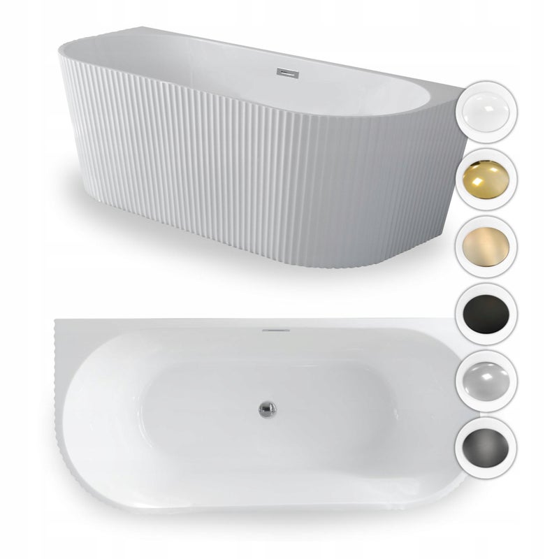 Wanna Wolnostojąca Przyścienna Pari Prążkowana 180 x 80cm Corciano Biała