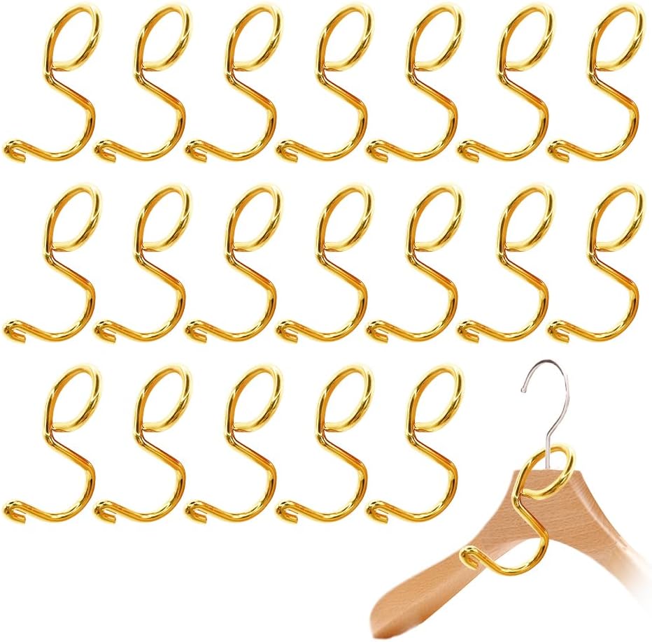 Lot De 20 Crochets Connecteurs Pour Cintres - Acier Inoxydable Or Rose - Économiseurs D'Espace Pour Placard