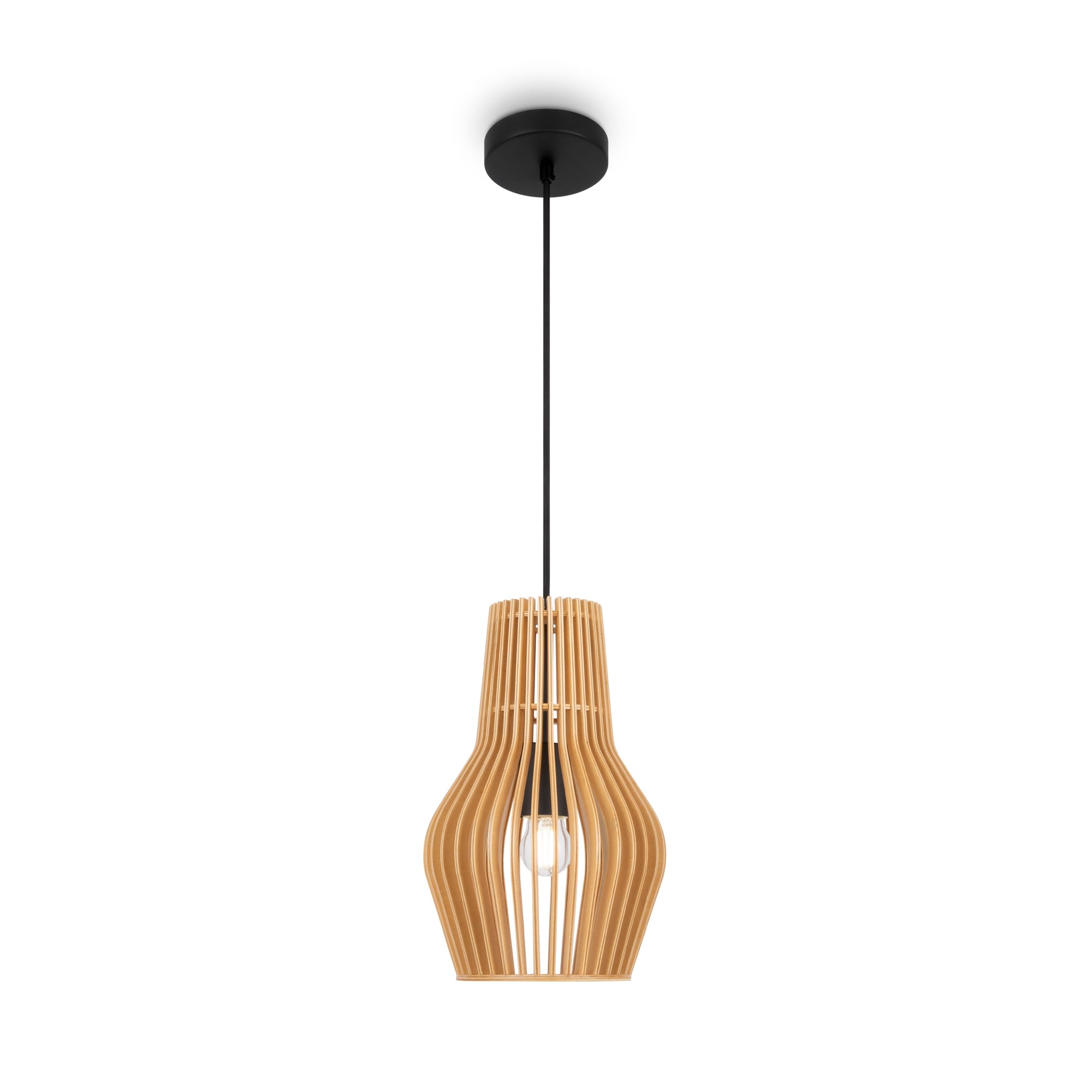 Lampa wisząca Roots czarna-jasne drewno 1xE27x40W wym: 333,5 x 20 x 20 cm metal Maytoni