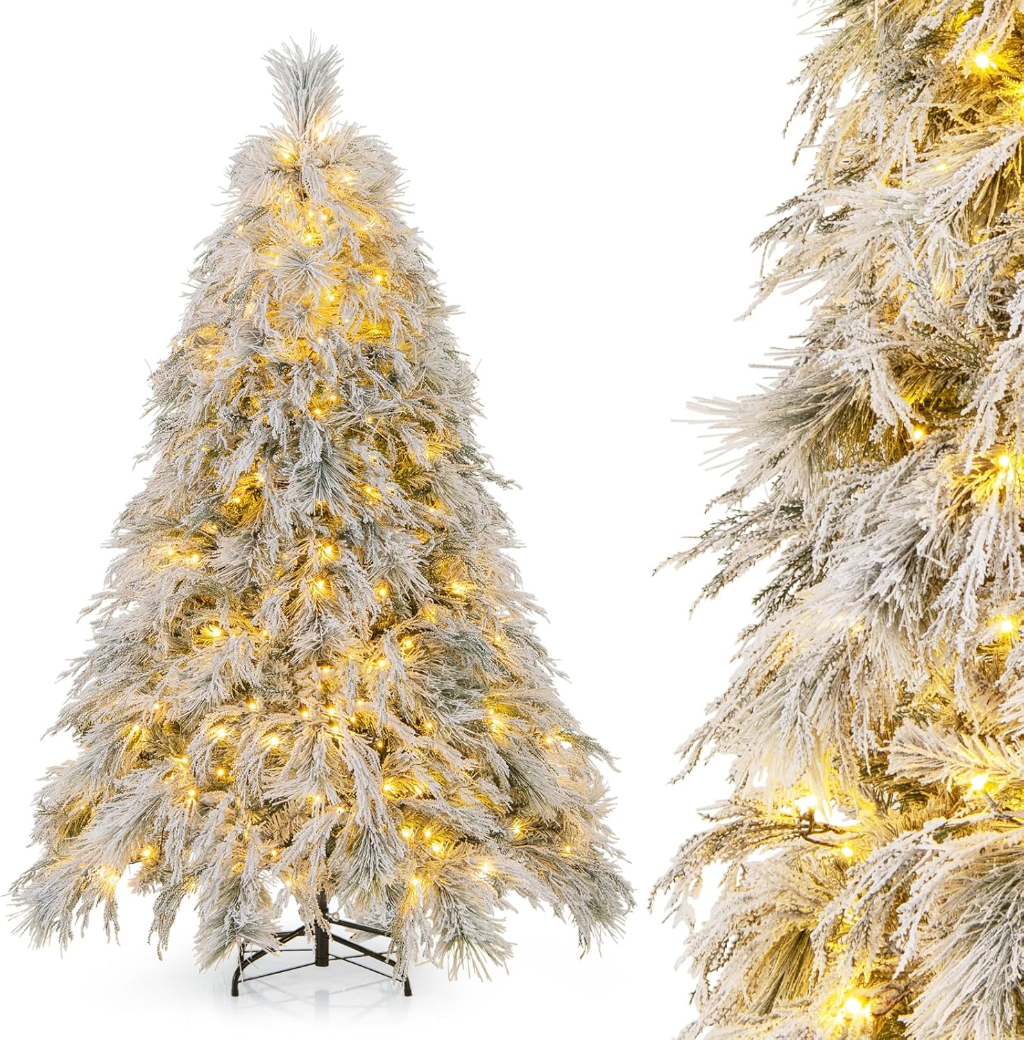 Sapin de Noël Artificiel 180 cm avec Aiguilles de Pin 850 Branches 240 Lumières LED et 34 Cônes de Pin Sapin Décoré Enneigé 8 Modes d'Éclairage Décoration de Noël Sapin de Noël Artificiel 180 cm avec Aiguilles de Pin 850 Branches 240 Lumières LED et 34 Cônes de Pin Sapin Décoré Enneigé 8 Modes d'Éclairage Décoration de Noël