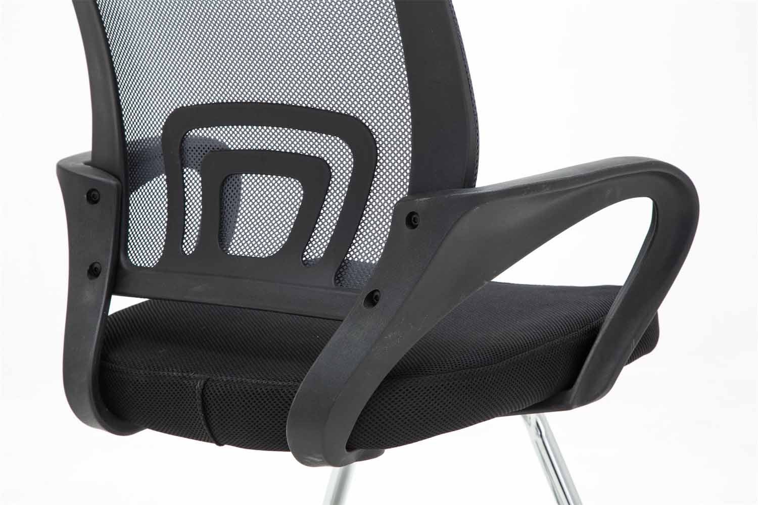 Chaise de bureau reception sans roulettes dossier en maille avec accoudoirs gris BUR10500 - 4