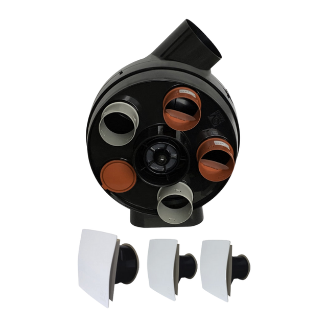 Kit PENTA VMC simple flux autoréglable suspendue ou fixée + 3 bouches design - VORTICE - KVAPE5D
