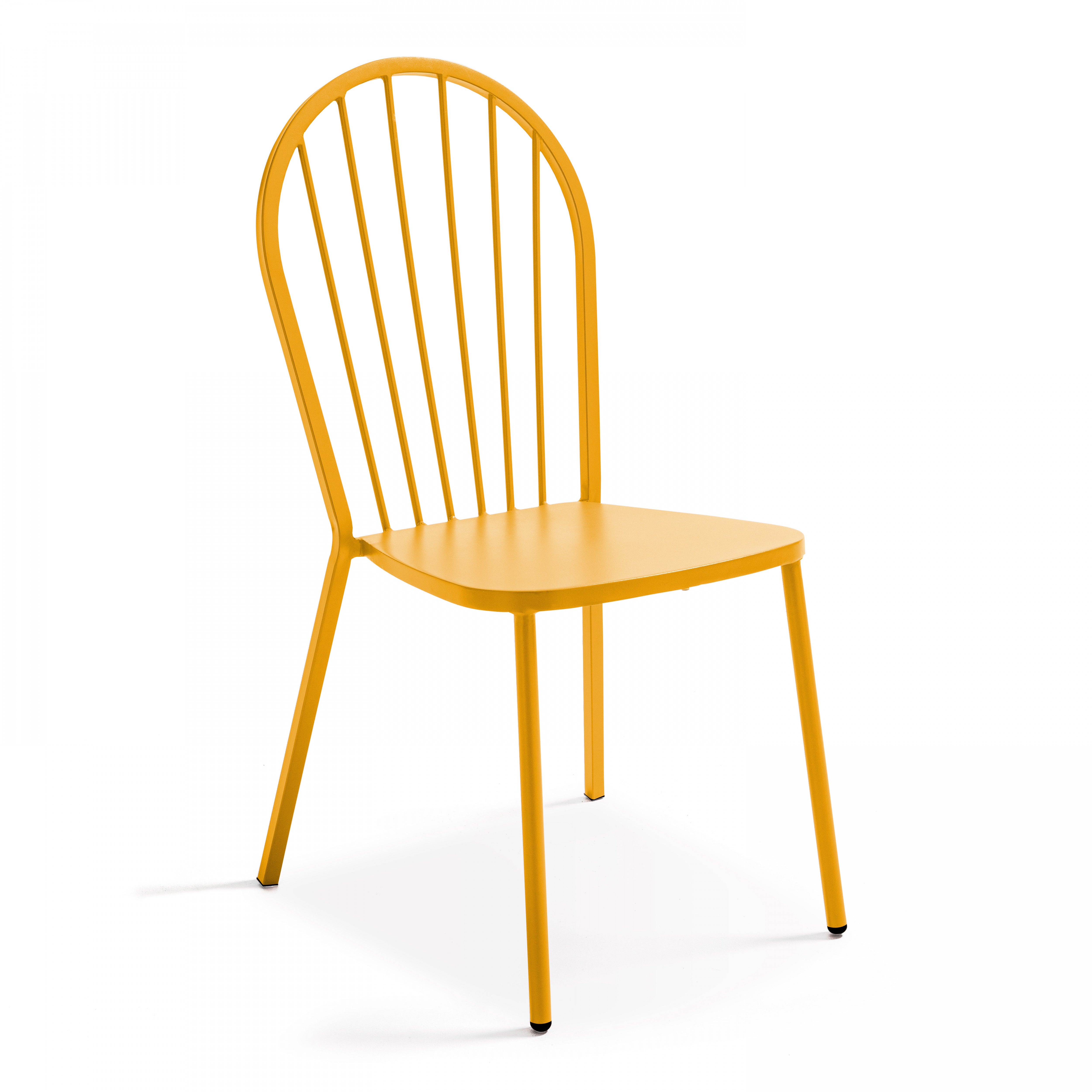 Ensemble table de jardin bistrot et 2 chaises en acier jaune , Palavas - Oviala - 4