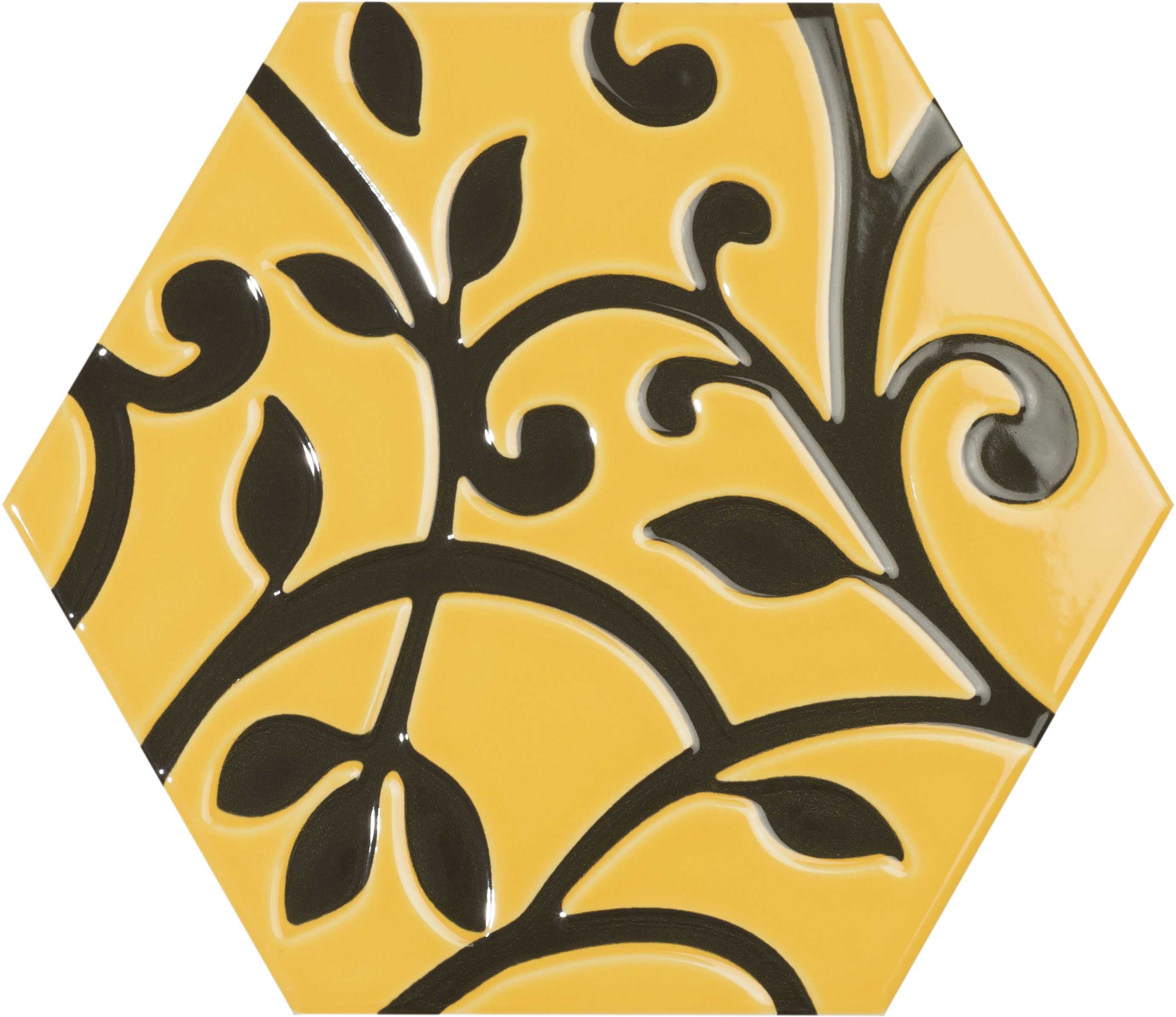 TOSCANA GRABADOS AMARILLO (GPR) 25,8x29 Hexagono. Porcelánico decorado ...
