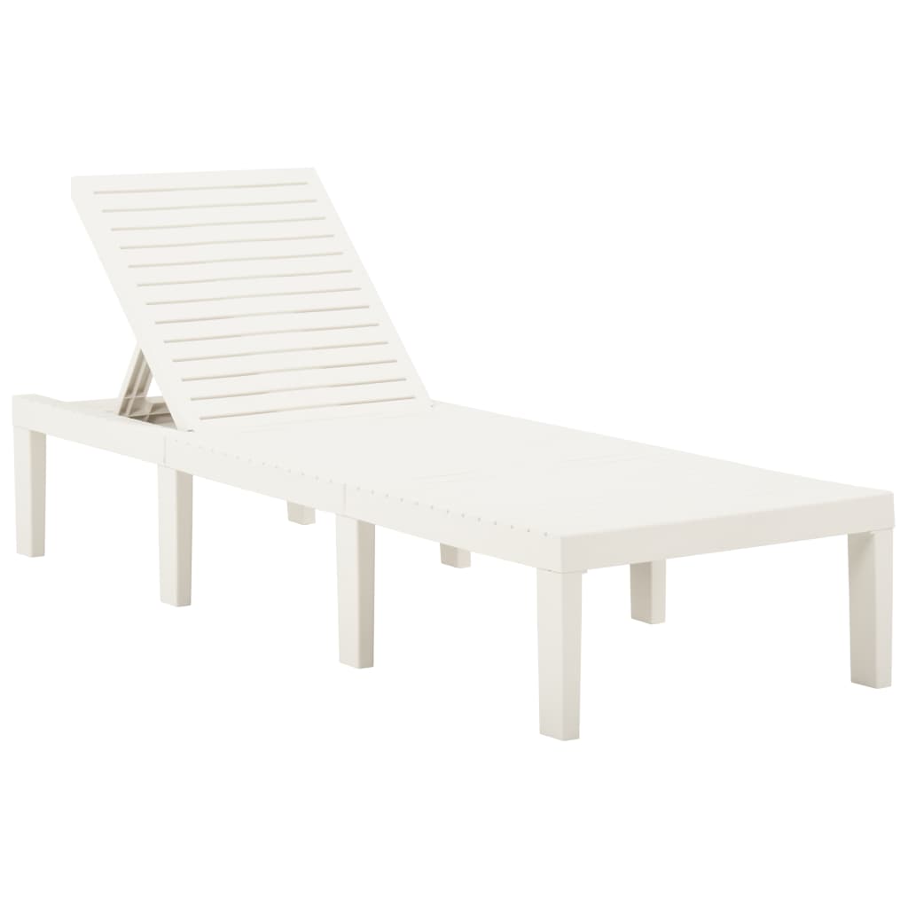 Chaise longue avec coussin Plastique Blanc - 5