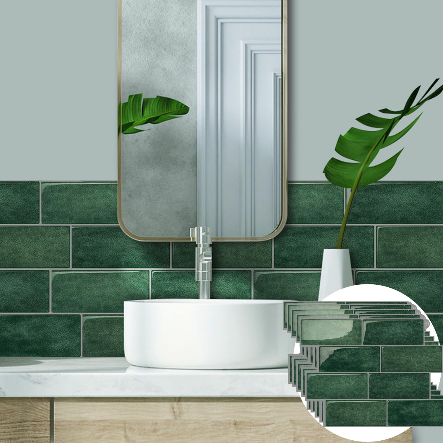 Carrelage mural autocollant 15x15cm – Lot de 10 pièces – PVC imperméable pour cuisine et salle de bain – Facile à poser et à entretenir