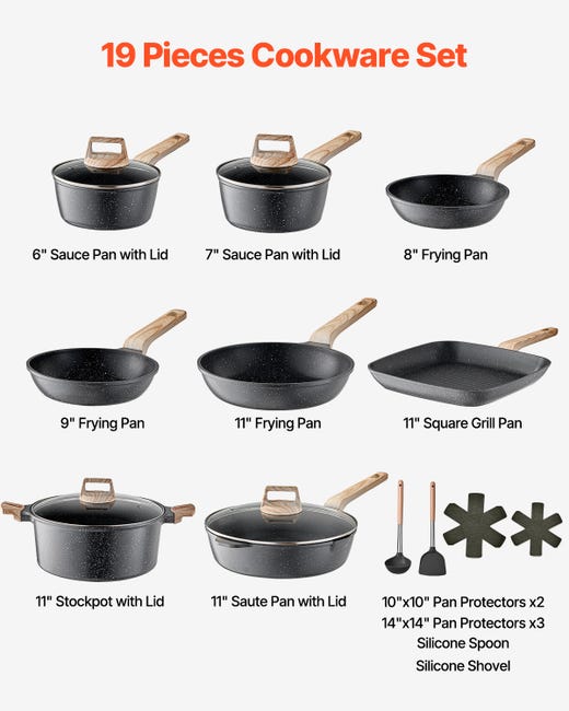 Cook N Home Set di pentole e padelle antiaderenti, 10 pezzi, in ceramica, set da cucina antiaderente con pentole, padelle, pentola da forno olandese con coperchi, blu Cook N Home Set di pentole e padelle antiaderenti, 10 pezzi, in ceramica, set da cucina antiaderente con pentole, padelle, pentola da forno olandese con coperchi, blu