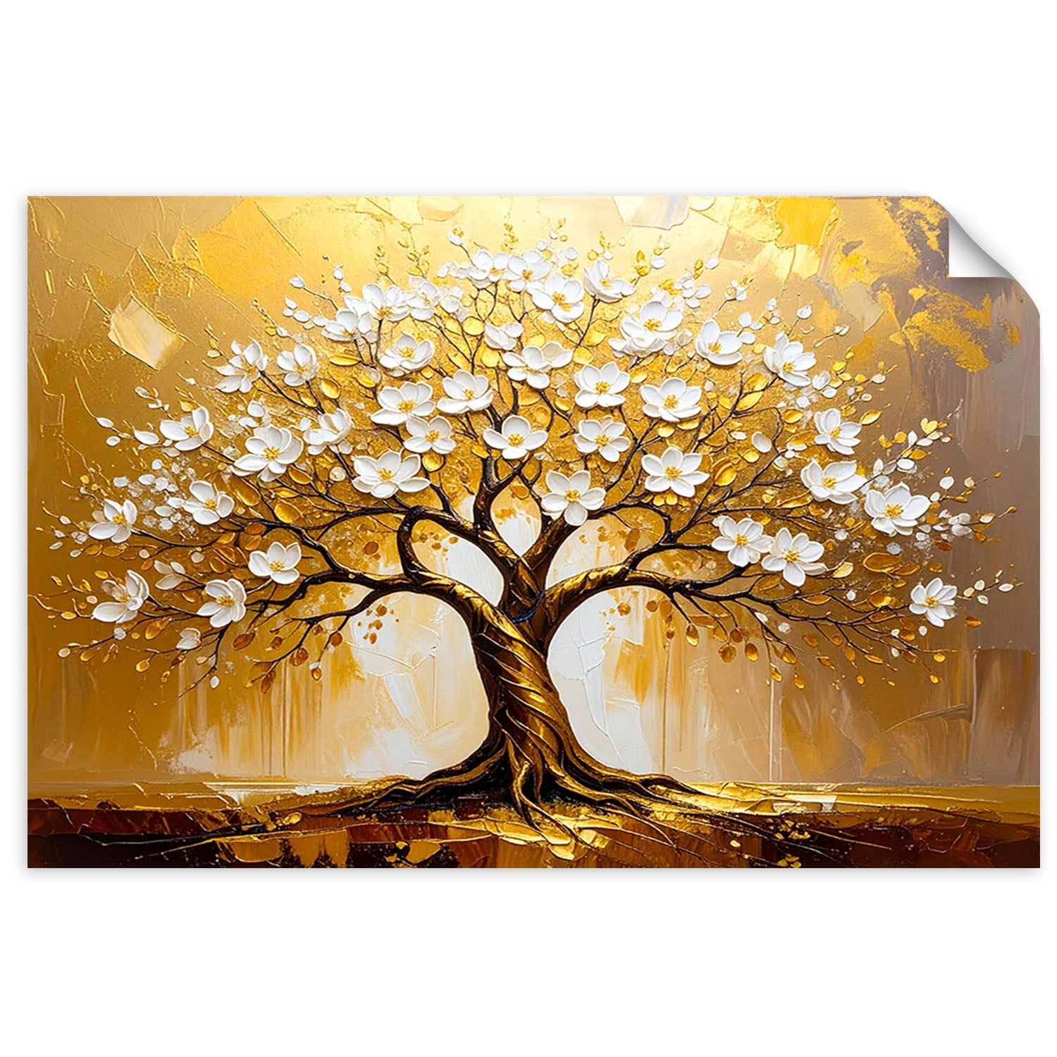 Naklejka na ścianę, Drzewo Życia w złocie Abstrakcja 45x30