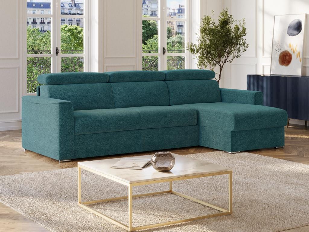 Sofá con chaise longue reversible convertible tipo italiano en chenilla ...
