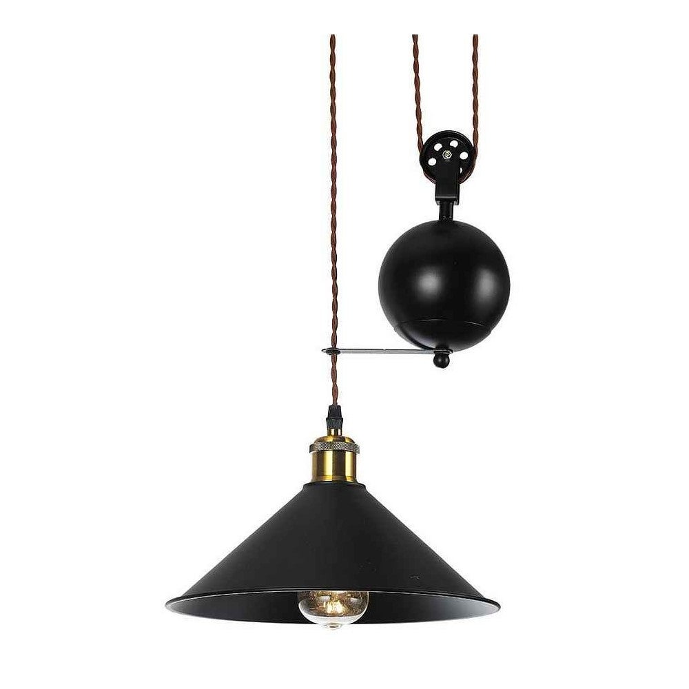 Pendentif avec poulie modèle TRIGUERO 1 lumière Noir FABRILAMP - 2