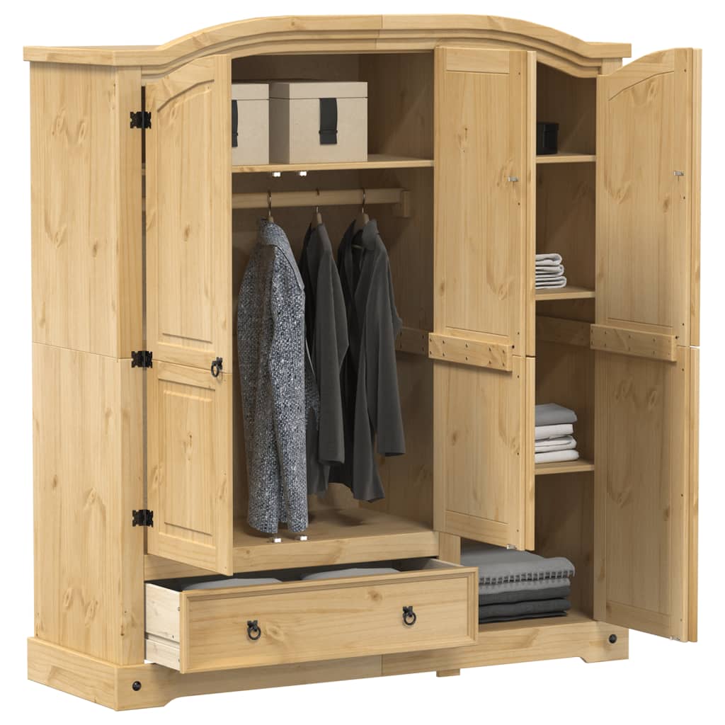 Garderobe Armoire Corona 151,5x52x170 cm bois de pin massif CFW53854