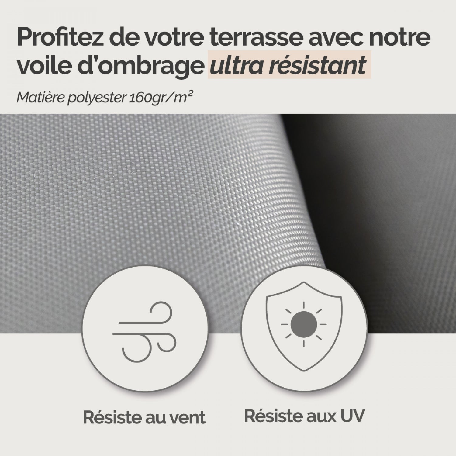 Voile d'ombrage rectangulaire pour terrasse, jardin, toile imperméable et résistant UV - 2 x 3 m - Gris - Linxor - 3