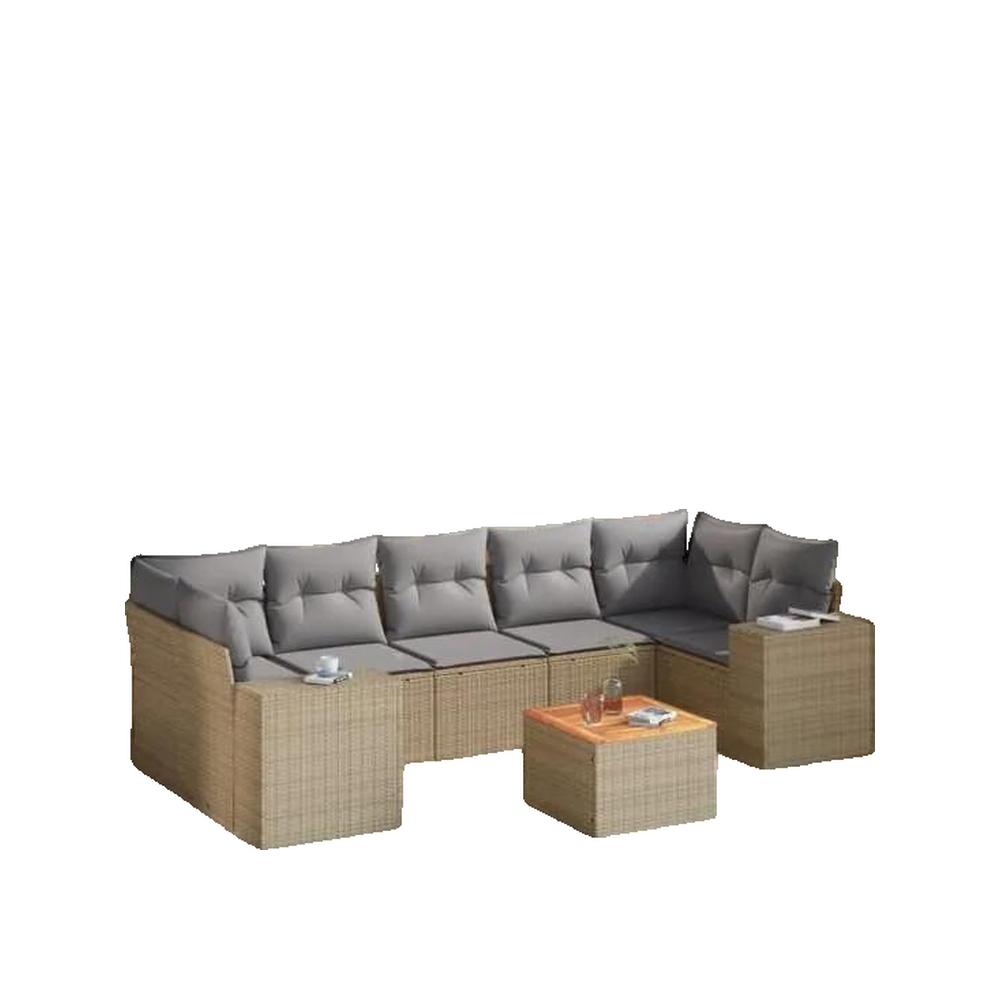 Zestaw mebli ogrodowych vidaxl 8 szt beige z plecionej żywicy modułowy