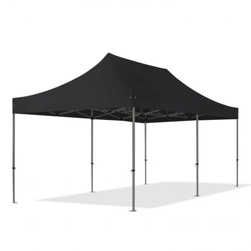 3x6 m gazebo pieghevole PVC ignifugo, PREMIUM acciaio, nero