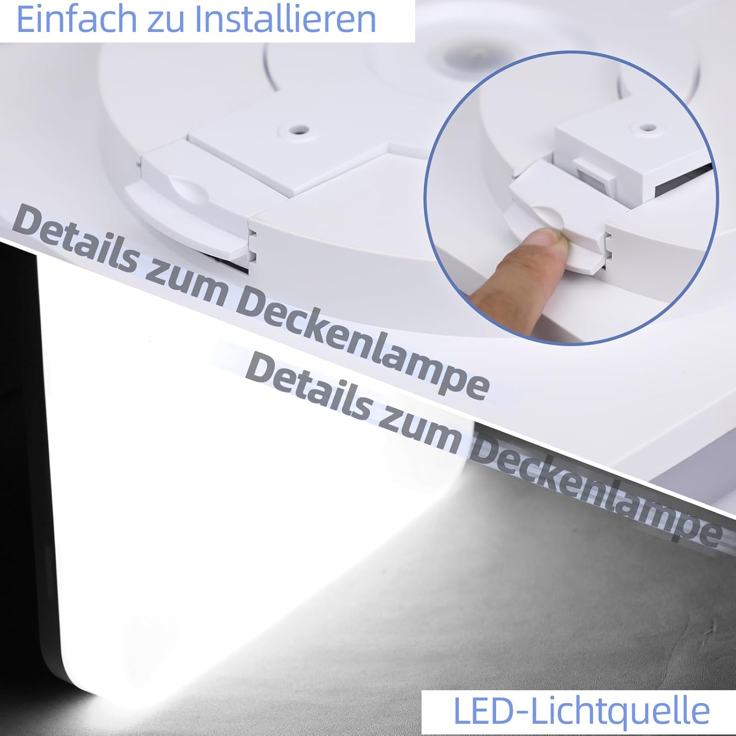 NETTLIFE Plafón LED 22CM Lámpara de baño cuadrada IP54 18W blanco 5000K - 3
