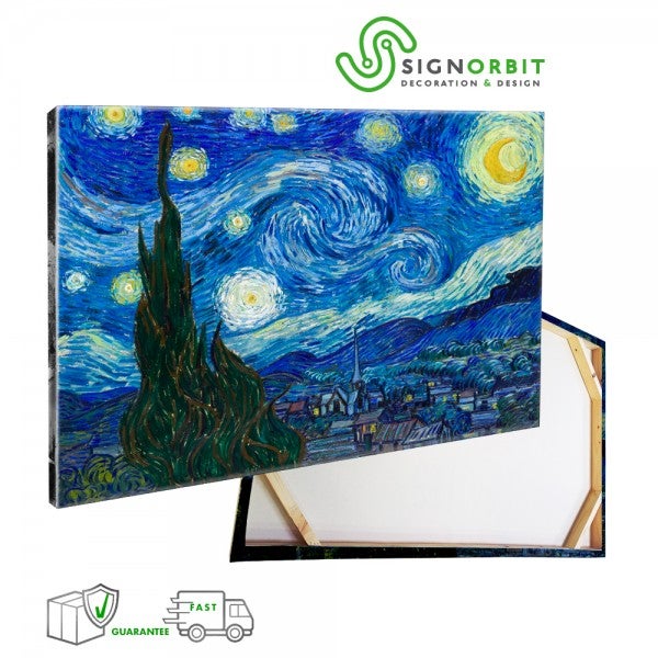 Vincent Van Gogh- Nuit Étoilée - Tableau Toile Sur Cadre Bois 50x70 cm - 5