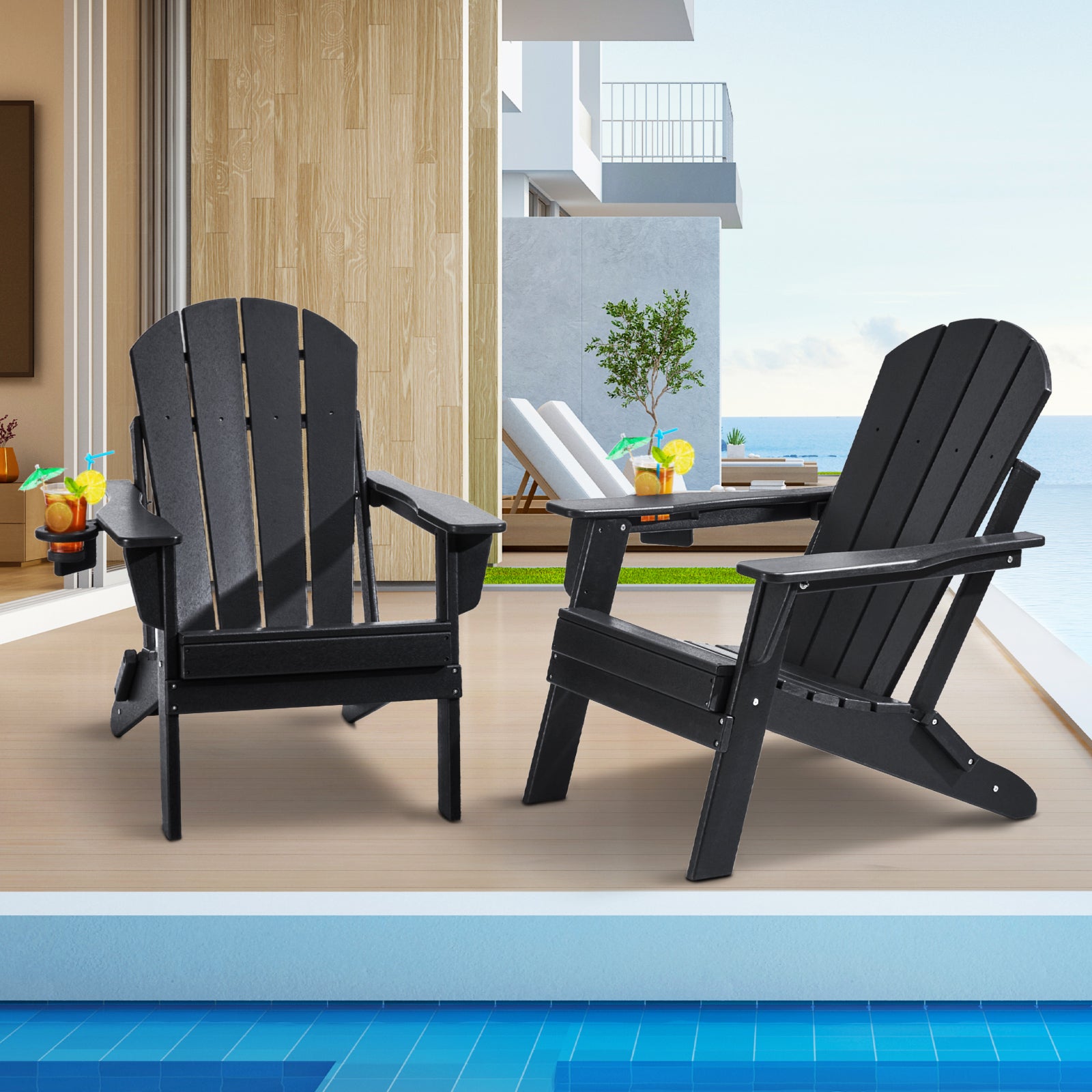 2x krzesło Adirondack krzesło ogrodowe krzesło ogrodowe leżak 800x755x915mm VEVOR