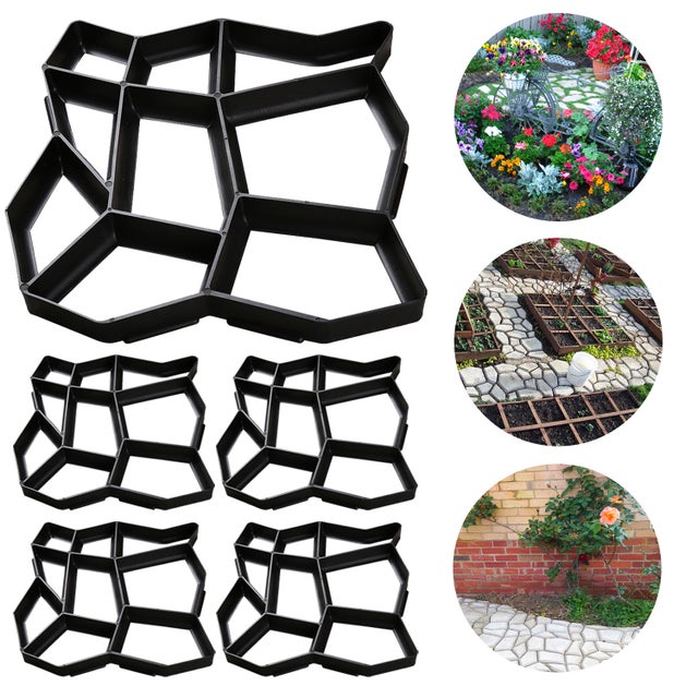 5 piezas Molde de hormigón plástico resistente: diseño de caminos y terrazas, uso en exteriores, larga vida útil