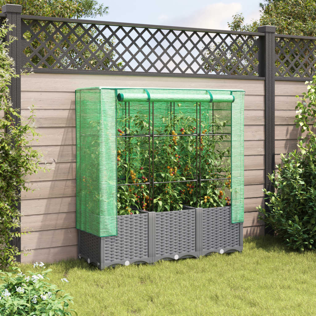Maison Exclusive - Jardinière surélevée avec housse aspect rotin 120x40x138 cm - 3