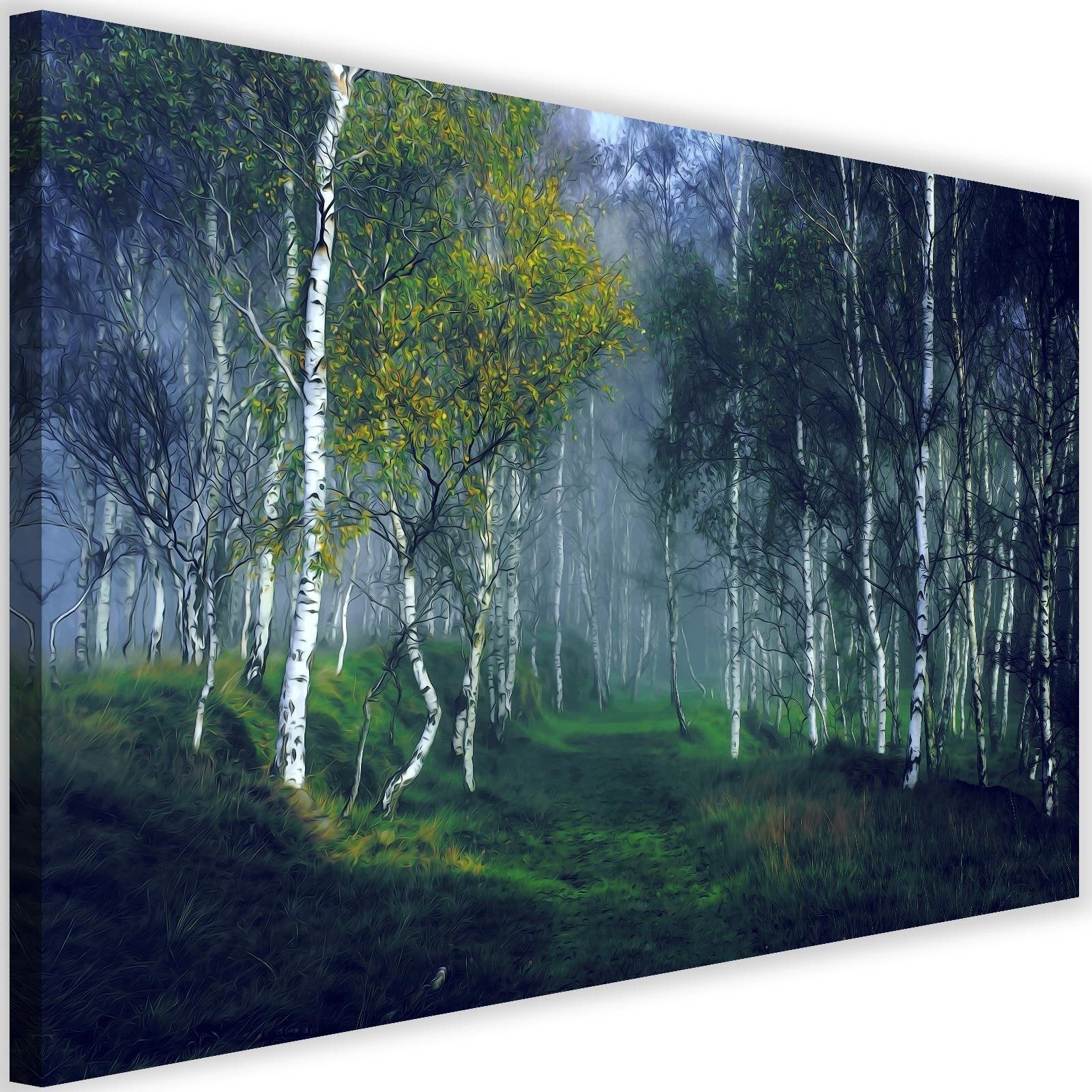 Obraz na płótnie, Las brzozowy we mgle 60x40