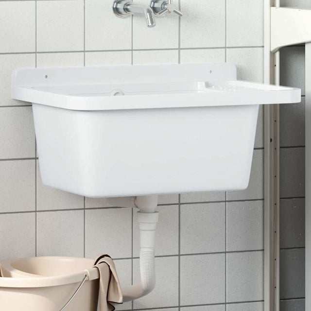 Fregadero utilitario de pared resina blanco 60x40x28 cm vidaXL