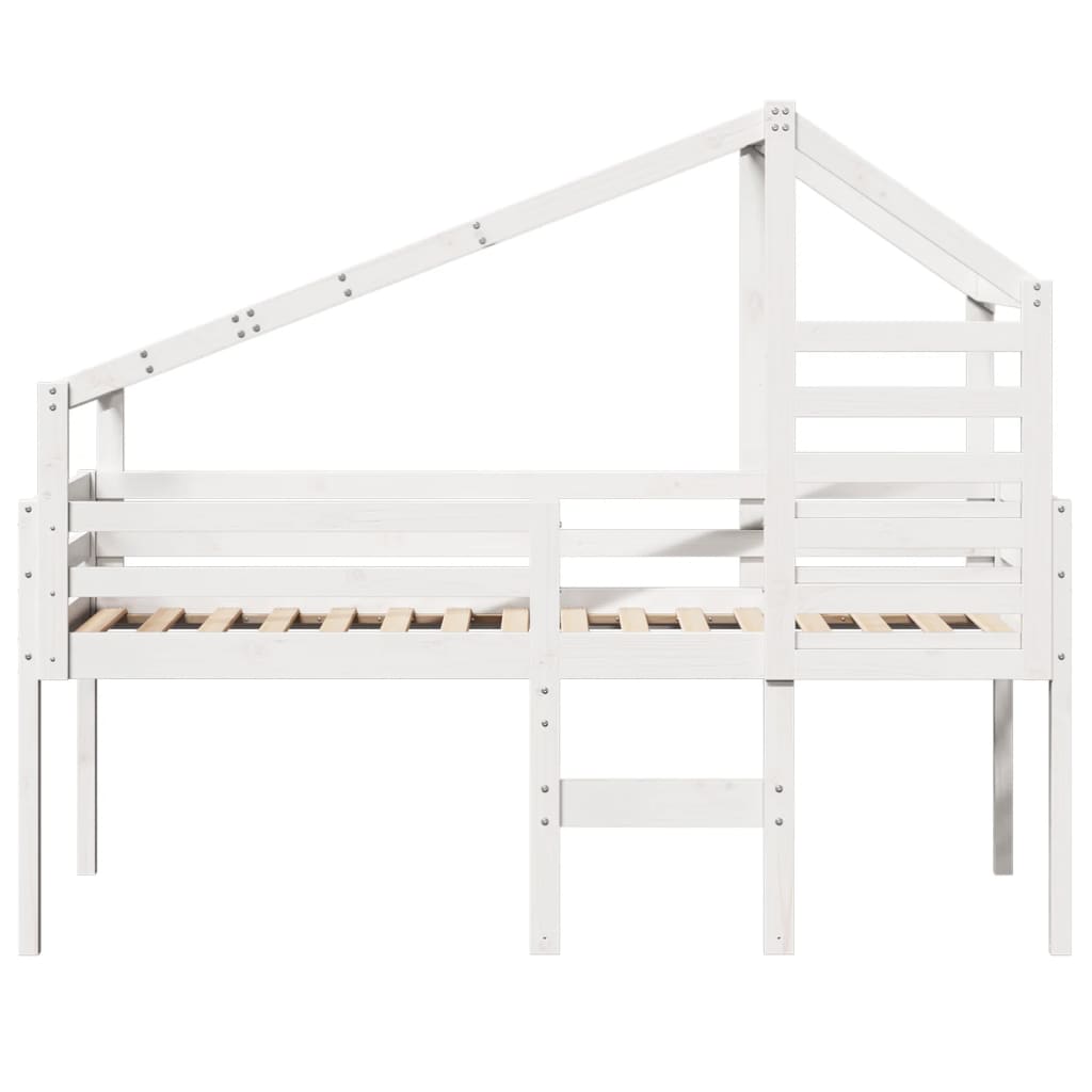 Lit haut avec toit blanc 90x190 cm bois de pin massif - 4