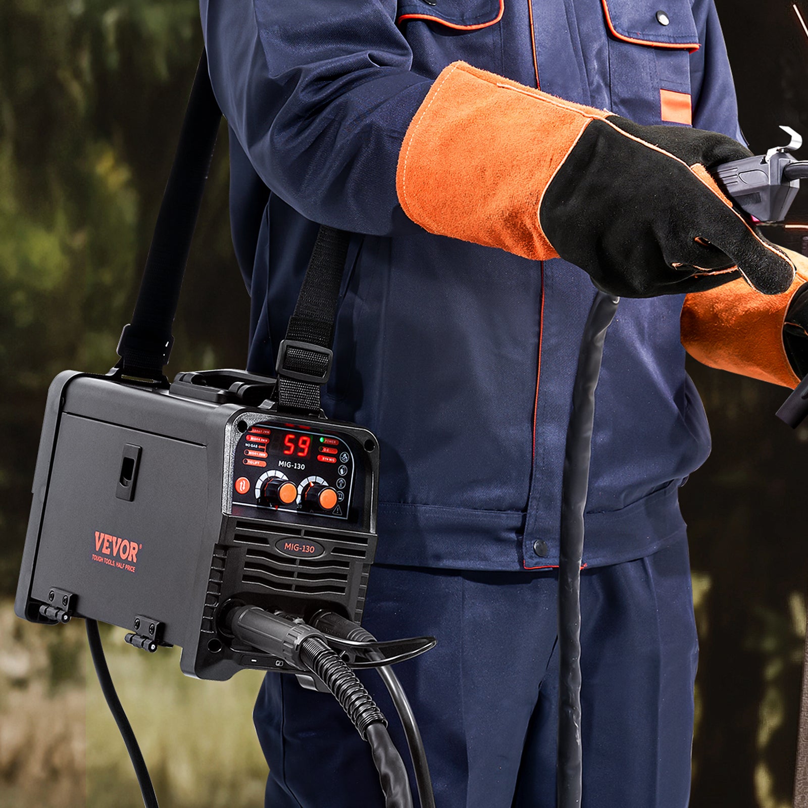 Poste de solda MIG 130 A,VEVOR soldadora MIG sem gás MMA Lift TIG 3 em 1,tecnologia inversora IGBT,portátil,exibição digital - 8