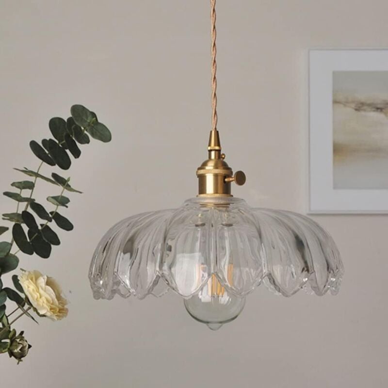 Lustre en verre style pastoral rétro sans source de lumière Pothos transparents - 4