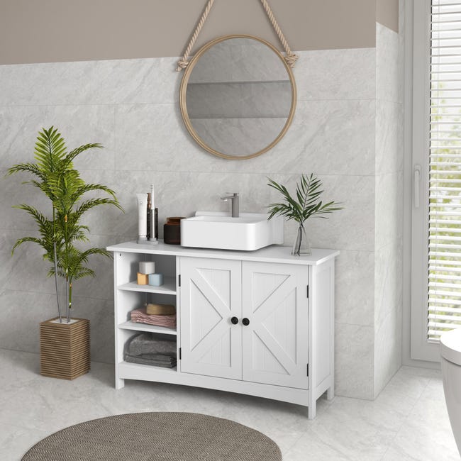 Armadietto Specchio Bagno Con Illuminazione LED - 40x55 Cm, Bianco, Ripiano In Vetro