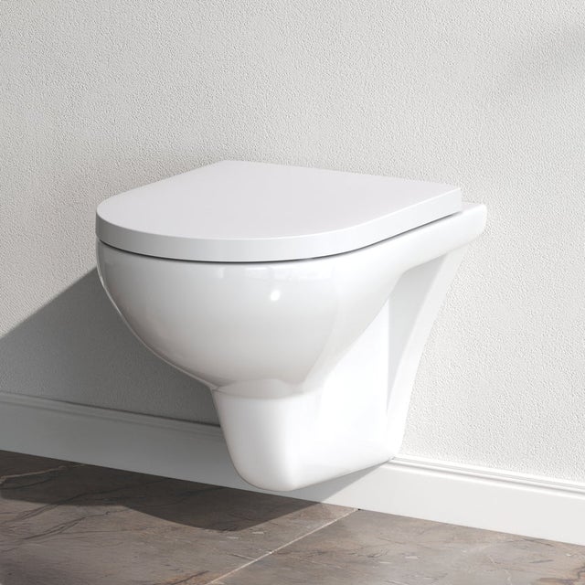 Toilette suspendu en céramique sans bride Cuvette Toilette WC suspendu sans bord FlashClean WC suspendu sans abattant AM.PM Hit CTA1700WH