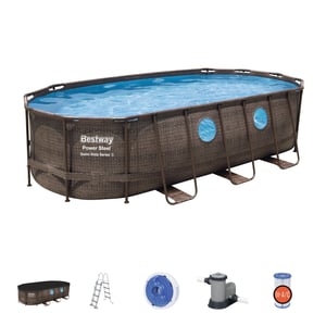 BESTWAY Piscine hors sol ovale Power Steel Swim Vista rotin 549 x 274 x 122 cm