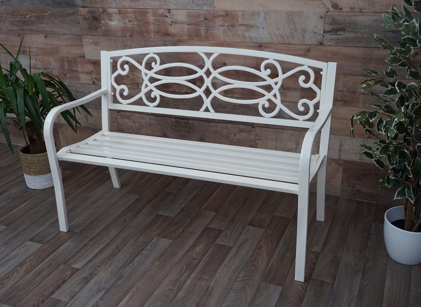 Panchina Da Giardino 2 Posti HLC | Metallo Resistente | 133x49x90 Cm | Per Esterni E Terrazze - Foto 5