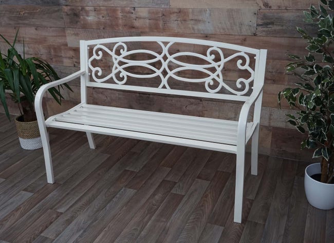 Panchina Da Giardino 2 Posti HLC | Metallo Resistente | 133x49x90 Cm | Per Esterni E Terrazze - Foto 5