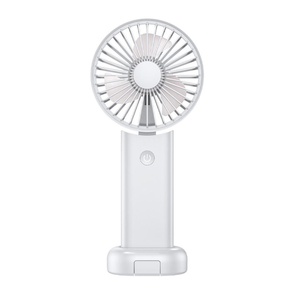 Ventilatore Portatile USB Con Batteria 3000mAh – 20 Ore Di Durata, Pieghevole, 3 Velocità, Base Per Cellulare, Bianco
