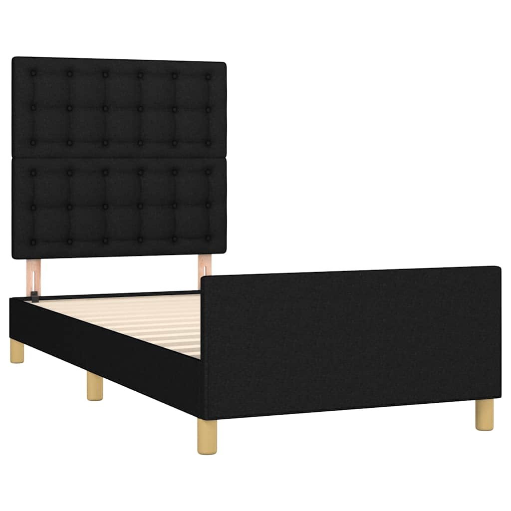 Cadre de lit sans matelas noir, tissu, pour la chambre, 100 × 200 cm - 4