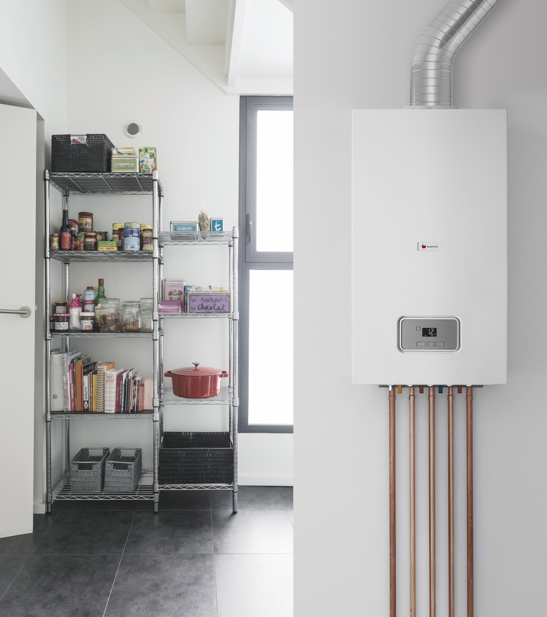 Chaudière Gaz BasNox ThemaPlus Bas-Nox Saunier Duval 25 kW / VMC Complète (Avec Douilles + Dosseret) avec Thermostat Filaire - 2