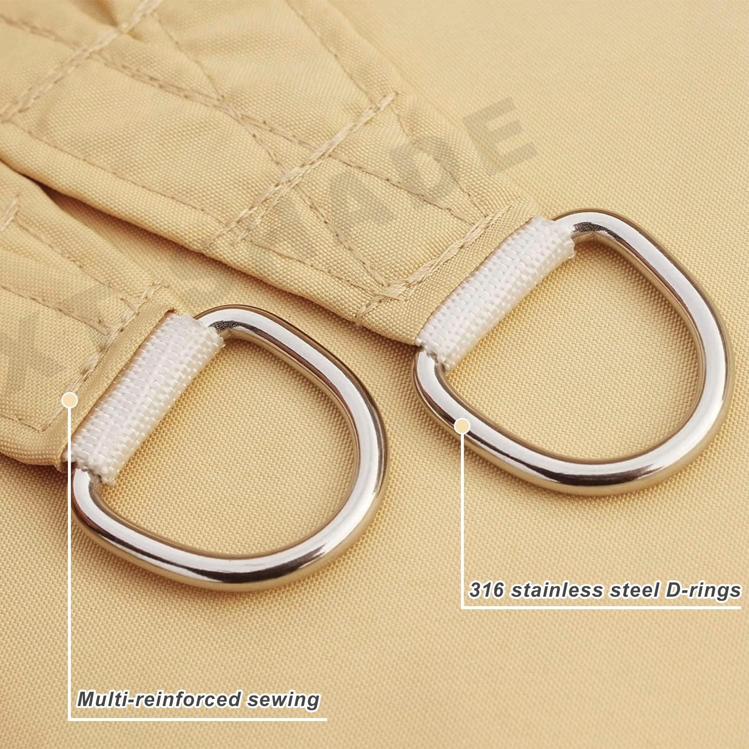 Voile d'ombrage imperméable triangulaire 3x3x3m Protection Rayons UV pour Extérieur Terrasse Patio Jardin-Sable - 4