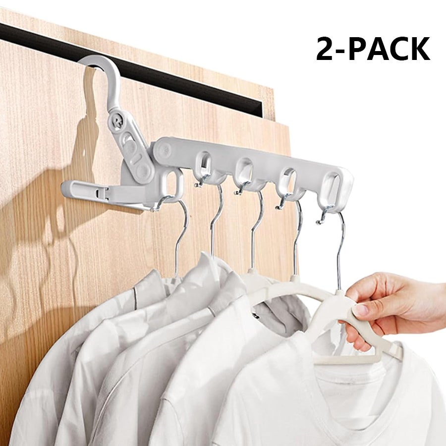 2 Cintres Pliables Voyage – Patères Porte-Manteau Mural Pliable Avec 5 Trous – Idéal Hôtel, Camping, Appartement Étudiant