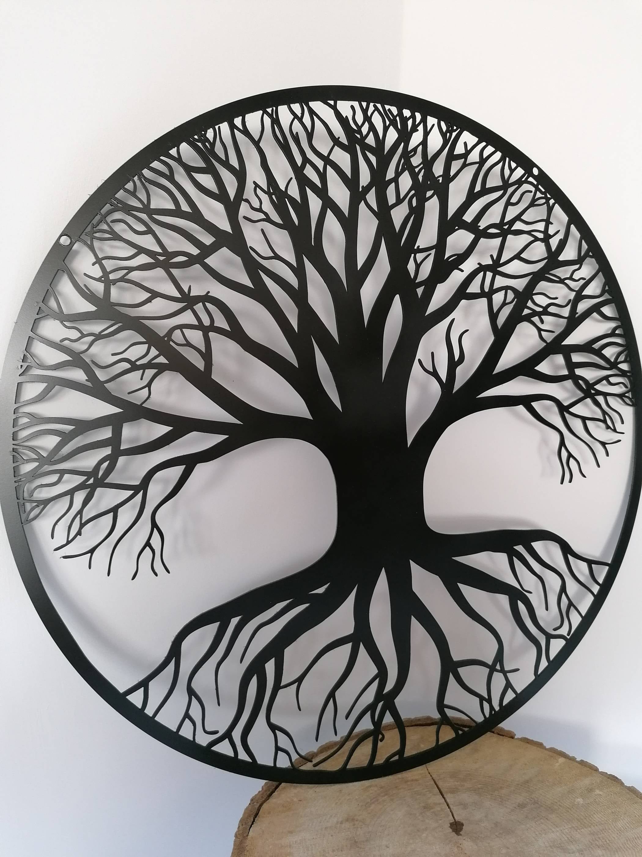 Arbre de vie 100 cm mural en métal, NOIR THERMOLAQUÉ, intérieur et extérieur - 2