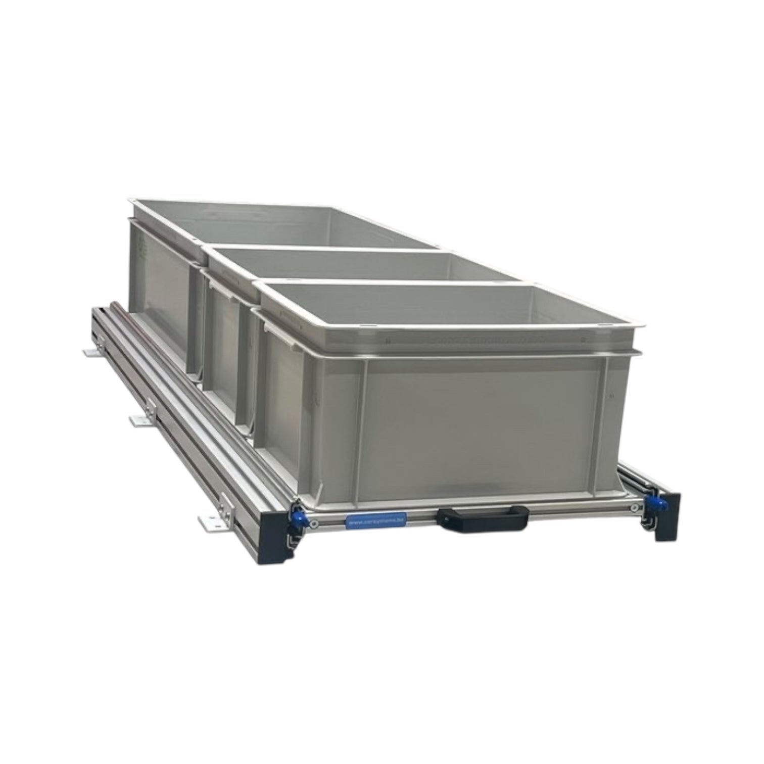 Plateau Coulissant Aluminium Pour Camping-car - 3 Bacs Plastique Inclus - 90x40 Cm, Charge 130 Kg