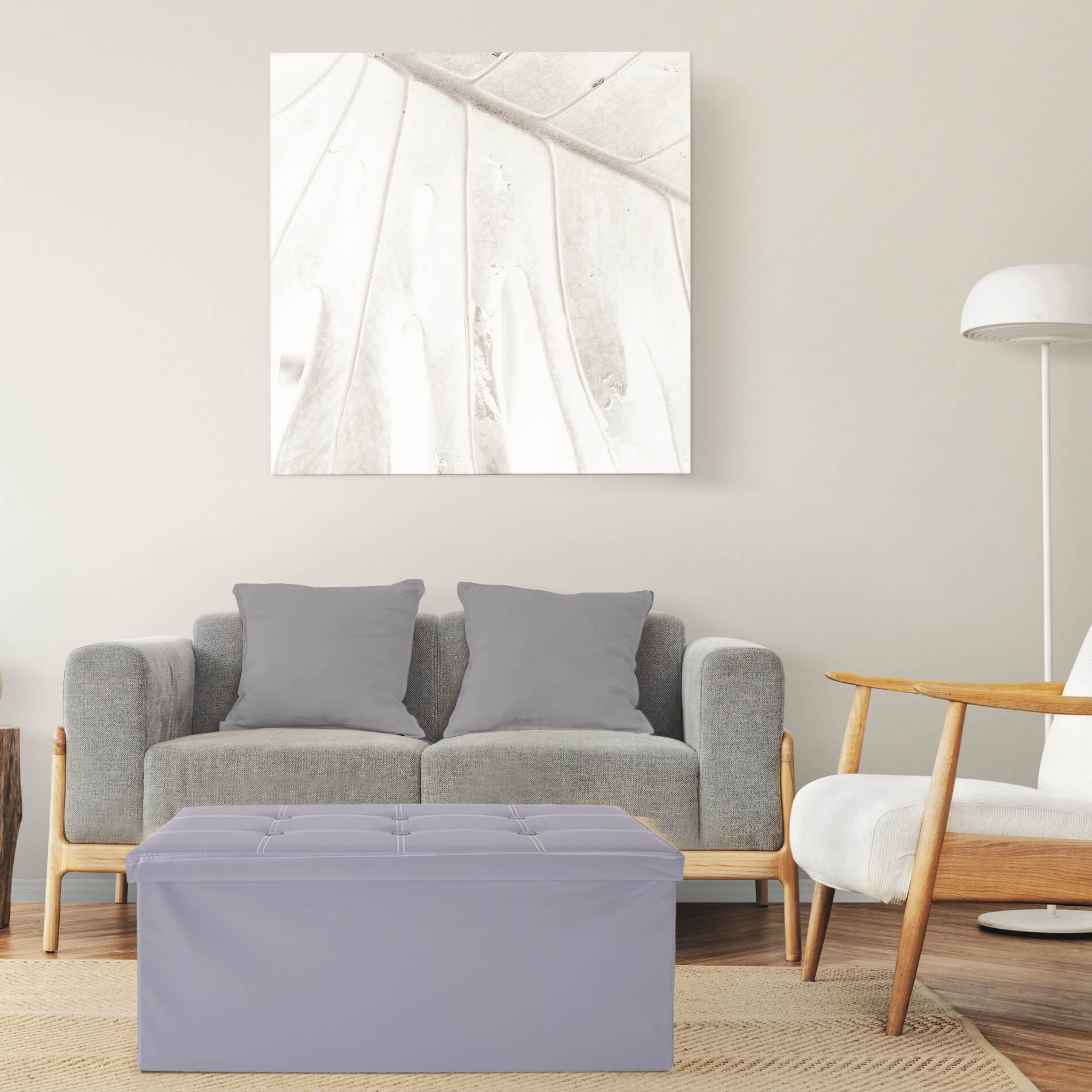 Pouf Coffre De Rangement Mobili Rebecca Banc Rectangle Gris Stokage 38x76x38 - 2