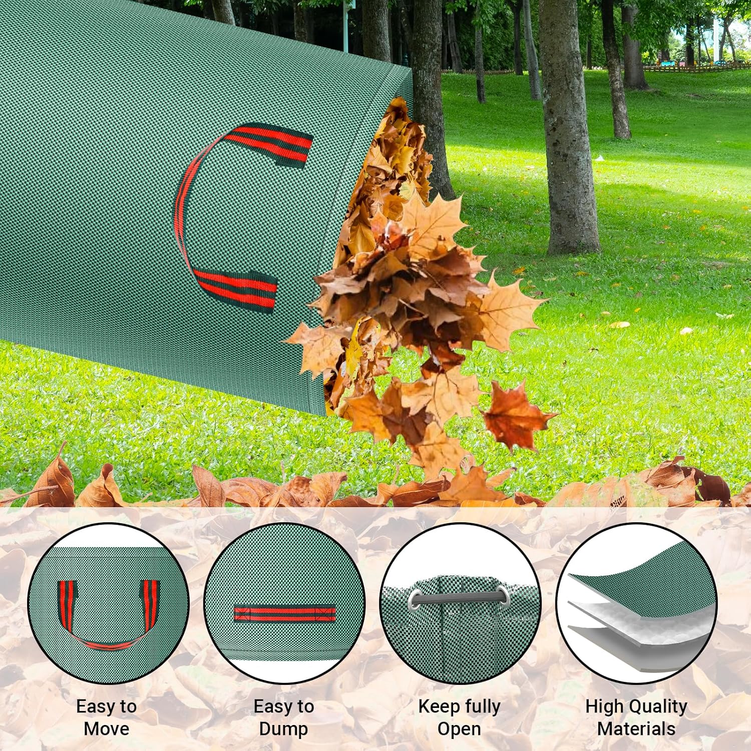 HOMIKLSA 3X 272L Sacs à Déchets de Jardin, Autoportants, Imperméables, Durables et Anti-Corrosion pour Déchets Verts et Tontes de Gazon - 2