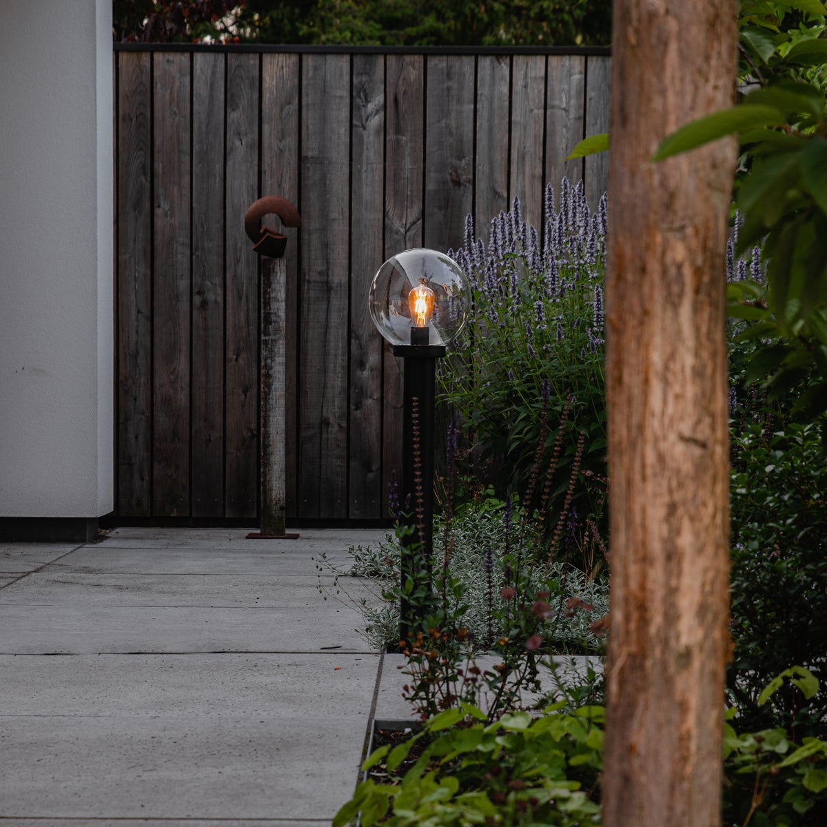 Lampada da esterno a stelo nera con globo trasparente 100 cm IP44 - Sfera - 2
