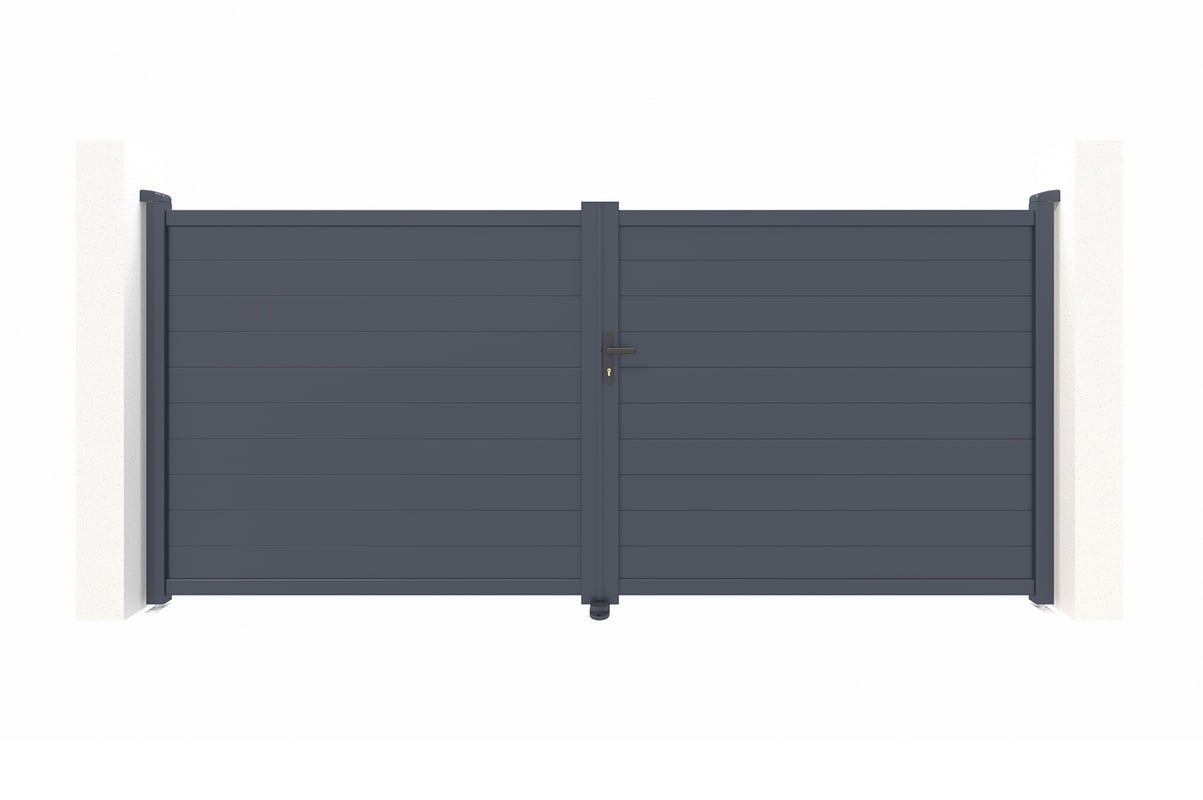 Brama aluminiowa dwuskrzydłowa 4m EIGER 400B180 Szara