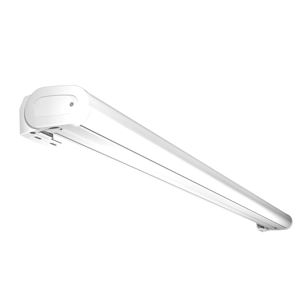 Store banne Coffre intégral PROTECT 2 LED SMART Blanc 5x3,5m Motorisé à télécommande + Capteur Vent + LED - Toile Grise Rayée - 2