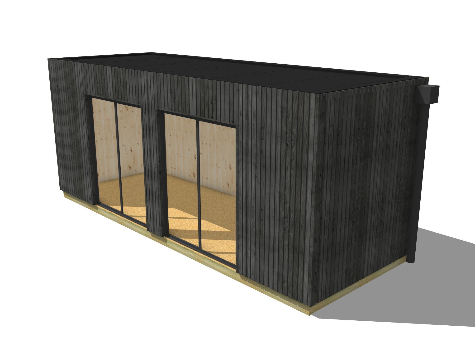 Extension maison en bois en bois 6,6 x 2,4 x 2,7 m avec plancher isolé / menuiseries alu k-line - 2