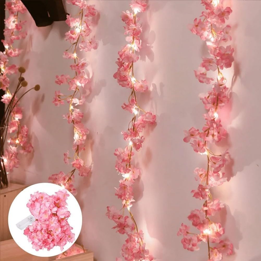 Różowe lampki choinkowe - 20 diod LED - Zasilane bateriami - Dekoracja do pokoju dziewczynki - Do użytku wewnątrz i na zewnątrz - Na ślub i Walentyn