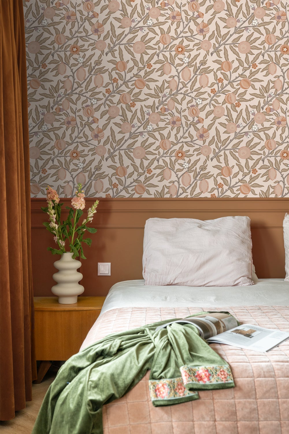 Papier peint des fruits et des feuilles exotiques terracotta claire - 50 x 900 cm - ESTAhome - 4