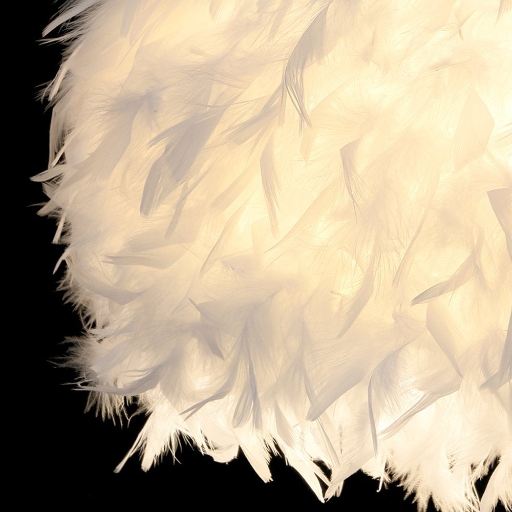 Plafonnier en plumes, suspension LED, suspension moderne et romantique pour chambre à coucher, idéal pour le salon, 45 cm (ampoules E27 non incluses) - 7